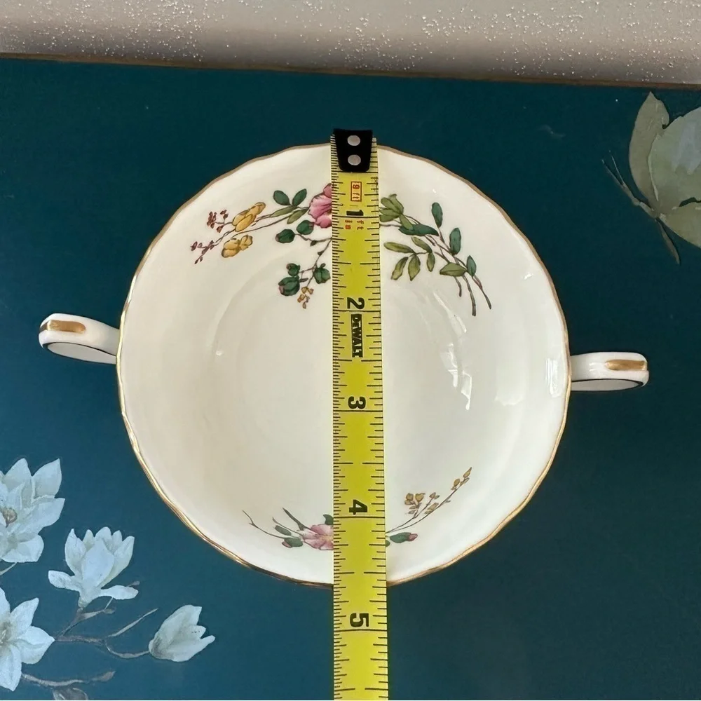 Minton Dainty Sprays Footed Cream Soup Bowl England Floral China Vintage 1973